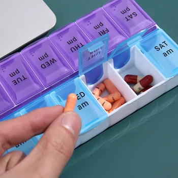 14 Grilles De 7 Jours Hebdomadaires Pilule Cas De La Médecine Tablette Distributeur Organisateur De Boîte À Pilules Répartiteurs Pilule De Stockage Organisateur Conteneur