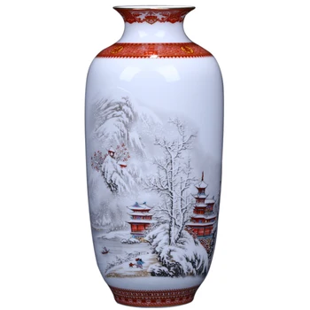 Antique Jingdezhen Céramique Vase Coquille Vase Accessoires De Bureau De L'Artisanat De La Neige Pot De Fleur Traditionnelle De Style Chinois PorcelainVase