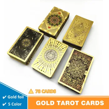 La Feuille D'Or Des Cartes De Tarot D'Or En Plastique Divination 1 Jeu De 78 Cartes Oracle Deck Sorcière Jeu De Société Avec Guide L752