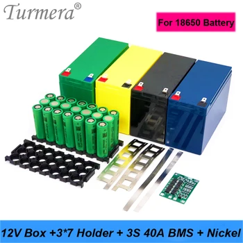 Turmera 12V 7Ah pour Batterie 20Ah Boîte de Rangement 3X7 18650 Titulaire 3S 40A BMS avec de la Soudure Nickel pour la Moto Remplacer le Plomb-Acide Utilisation
