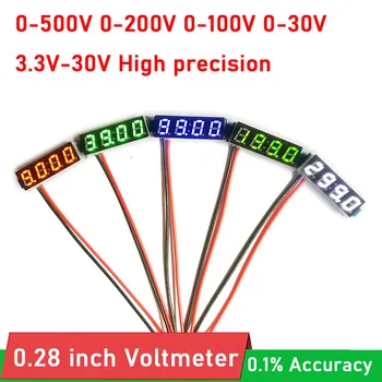 0.28 pouces 4 bits Numérique LED Voltmètre DC 0-500V 300V 0-100V 200V 10V Tension Volt Panneau de Compteur moniteur de batterie de TAILLE MINI 5V 12V