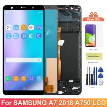 100% Testé A750 A750F A750FN/DS Écran d'Affichage Avec Cadre, pour Samsung Galaxy A7 2018 Lcd Affichage Numérique de l'Écran Tactile de l'Assemblée