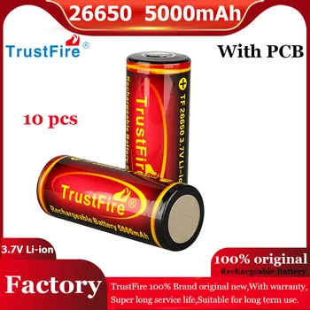 100% TrustFire 26650 Batterie au Lithium 3.7 V 5000Mah Haute Capacité Rechargeable Li-Ion Batterie de Cellules de 500 Fois À Protéger le Circuit