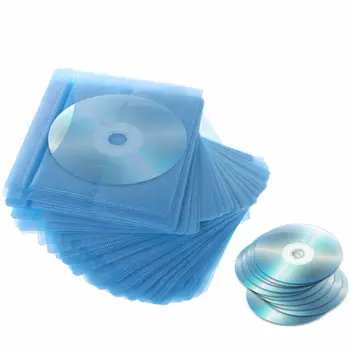 100Pcs CD DVD Double Face Cover étui de Rangement Sac de PP Manchon Enveloppe Titulaire