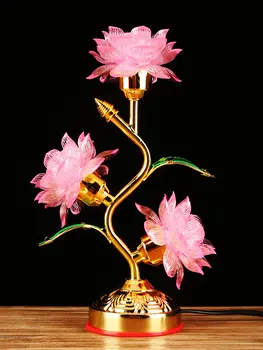 110v~220V Bouddha lotus lampe led coloré d'alimentation de la lampe à la maison avant de la lampe plug-in la lumière de longue nostalgique ornement lampe de table de la prière