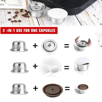 2 en 1 Réutilisable en Acier Inoxydable Vertuo Capsule de Café en Silicone Bouchon de papier d'Aluminium pour Nespresso Vertuoline Plus de Machine de Filtre