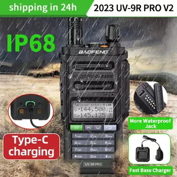 2023 Baofeng UV-9R Pro V1 V2 Étanche IP68 Talkie-Walkie de Type c, Chargeur Puissant UHF VHF Longue Gamme UV-9R Plus Ham Radio CB