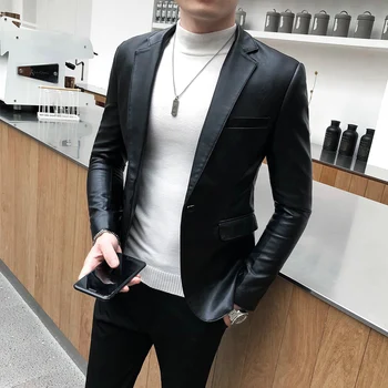 2023 vêtements de Marque de la Mode Masculine de Haute qualité slim fit Décontracté veste en cuir homme/style rétro combinaison de cuir/Blazers Chats S-4XL