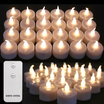 24Pcs Clignotement LED Bougie à réchaud Pas-Télécommande/Télécommande Bougies sans flamme Avec la Batterie Pour le Mariage à la Maison Décors de Noël