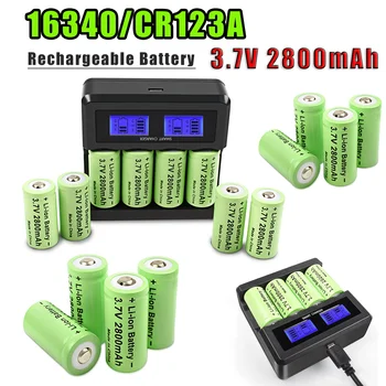 2800mAh batterie Rechargeable 3.7 V Li-ion Batteries 16340 Pile CR123A+LCD Chargeur pour Arlo Caméra de Sécurité Pour Pile CR123A 16340