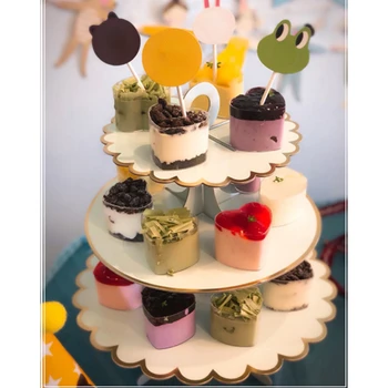 3-Couche de Papier Bronzage Gâteau Stand de la Fête d'Anniversaire de Mariage Décoration de Gâteau de Papier d'Artisanat Dessert Stand de BRICOLAGE Gâteau Outils