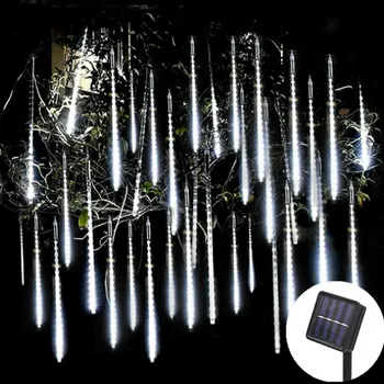 30/50cm 8 Tubes de météores Solaires Chaîne de LED Lumières de Fées de Jardin, Décoration Extérieure, Décoration d'Arbre de Noël de la Rue Guirlande Lampe