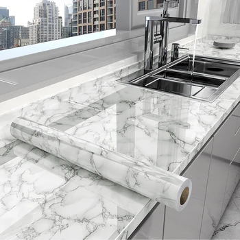 60cm*1m de marbre auto-adhésif papier peint salle de bain armoires de cuisine comptoir de contact du papier PVC imperméable à l'eau stickers muraux