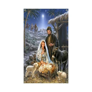 90X150cm 3x5ft de la Nativité de la Naissance De Jésus-Christ Drapeau