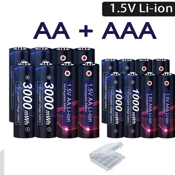 AA 1.5 V Batterie Rechargeable AA 3000mWh AA 1.5 V Li-ion+ 1000mWh Pile AAA de 1,5 v Piles AAA