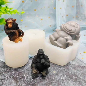 Animaux De Dessin Animé Thème De L'Éléphant Gorille Singe Moule En Silicone De Fondant Décoration De Gâteau Au Chocolat En Résine Moule De Cuisson Accessoires