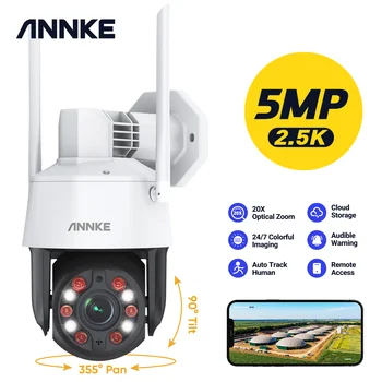 Annke 5MP PTZ Caméra IP Wifi H. 265 Extérieure de l'IA de l'Homme Suivi Automatique, Zoom 20X, Appareil-photo d'IP Audio bidirectionnel Protection de la Sécurité