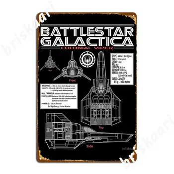 Battlestar Galactica Coloniale Viper Métal Signe Décoration Murale Rétro Club Partie Tin Signe L'Affiche
