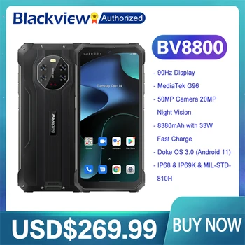 Blackview BV8800 IP68/IP69K Étanche 8 GO+128GO Helio G96 Smartphone Robuste De 6,58