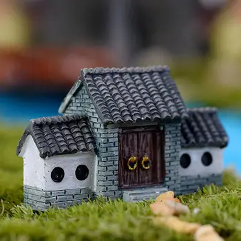 Chinois Antique Mini Maison Rétro Bâtiment Micro de Fée de Jardin Figurines Miniatures Vintage Décoration pour la Maison Ornements DIY