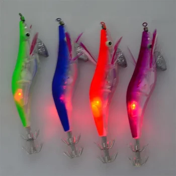 Clignotement de la LED de Pêche au Leurre de la Lumière du Flash 10cm13g-de-Boule Lumineuse de Nuit de Pêche Squid Jig Crevettes Appâts de Pêche de la Carpe Appâts de Poisson s'Attaquer à