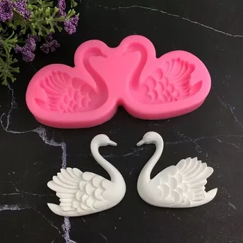 Couple de Cygnes Moule en Silicone 3D Fondant Décoration de Gâteau de Moule de Savon des Moules de biscuits au Chocolat de la Pâtisserie Boulangerie Outil d'Accessoires de Cuisine