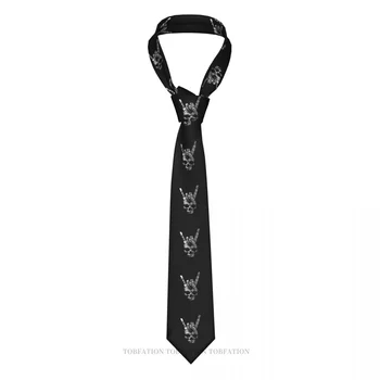 Crâne de l'Art de Heavy Metal des années 1960 Punk-Rock de Nouveau l'Impression 3D Cravate de 8 cm de Large en Polyester Cravate Chemise Accessoires de Décoration de Partie