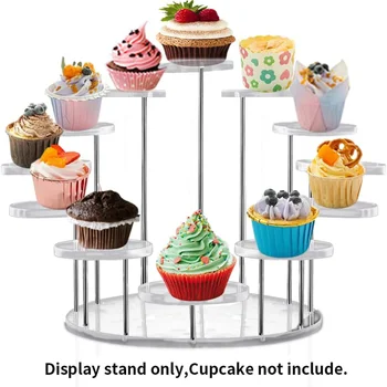 Cupcake Stand D'Affichage Acrylique Multicouche Bijoux Stand De Gâteau Dessert Rack Table Ronde Titulaire De Mariage Fête D'Anniversaire Décoration