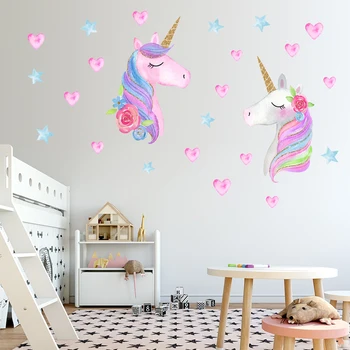 Dessin animé de la Licorne sticker Mural Chambre enfant de Plafond de Décoration Murale Autocollant Décalque Étoiles
