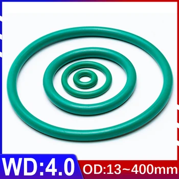 Diamètre de fil de 4mm FKM Fluororubber joint Torique Bague d'Étanchéité OD 13mm-400mm Vert Joint d'Étanchéité Ringcorrosion Résistant à la Chaleur jusqu'à 250°C~ + 300°C