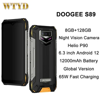 DOOGEE S89 Robuste Téléphone de Vision de Nuit Caméra 8 GO+128GO 64MP Caméra 12000 mAh 65W Charge Rapide de 6.3 Pouces Android 12 NFC Smartphone