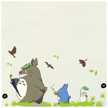 Drôle de Totoro de bande dessinée Autocollants muraux 3D Vinyle Murales Stickers Chambre des Enfants Pépinière Décoration Anime Poster papier Peint 90*60CM 3 Styles