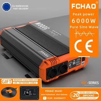 FCHAO 6000W Pure Sine Wave Inverter 12V 24V À 220V 110V Convertisseur de Puissance de l'Affichage LCD de Transformateur de Tension Accessoires Auto UPS