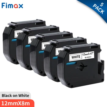 Fimax M-K231 M-K221 Compatible pour Brother MK231 MK 231 Noir sur Blanc 9mm 12mm Laminé Adhésif puissant Label de Bande PT-80 PT-70