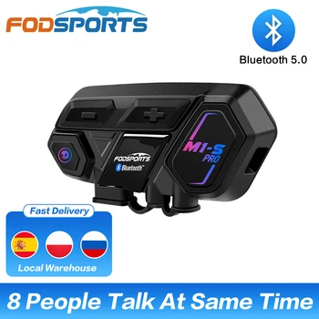 Fodsports M1-S Pro Casque Intercom Casque Moto Bluetooth Interphone 8 Coureur de 2000M sans Fil Intercomunicador BT 5.0