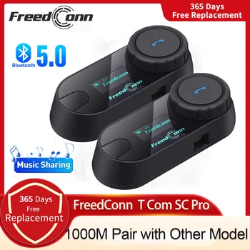 FreedConn TCOM-SC Bluetooth Casque de Moto Casque Intercom Interphone avec Écran LCD Radio FM T-COM SC Communicator