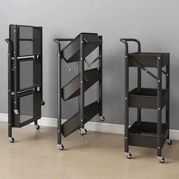Installation Panier Rack, Portable Pliable de Stockage de Trois-couche de Stockage en Rack de Cuisine et de salle de Bains Stockage de l'Organisateur