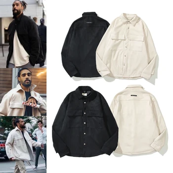 Kanye Veste 2022 Nouveau Sixième Saison de la Rue Haute Hommes de l'Outillage en Daim Shirt Fashion Veste Plus Veste en Coton Designer