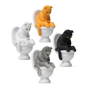 Kawaii Résine maux d'estomac de Chat sur les Toilettes des Mini-figurines de Décoration de Fée de Jardin Miniatures Bureau maison de Poupées Paysage Accessoires
