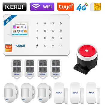 KERUI W184 Tuya Smart WIFI à la Maison de GSM 4G Système d'Alarme de Cambrioleur de Sécurité à la Maison d'Alarme App de Contrôle de Capteur de Mouvement de 6 Langues Garage