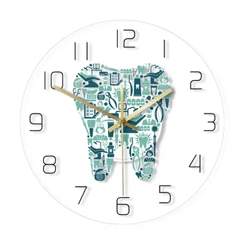 La Dentisterie De La Dent De L'Horloge Du Mur De Soins Dentaires De Symboles Acrylique Pendaison Horloge Tranquille Mouvement De La Paroi Montre Dentaire Département De Décor De Mur De Signer