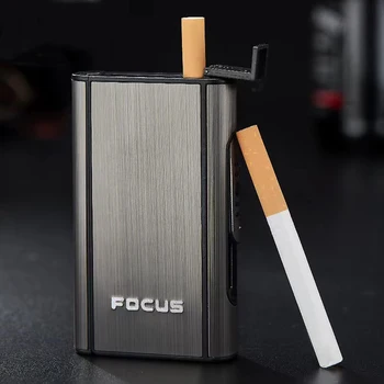 L'ACCENT Éjection Titulaire Mâle Gadgets coupe-Vent en Alliage d'Aluminium, Boîtes de la Fumée Créatrice de Mode Automatique en Cas de Cigarettes