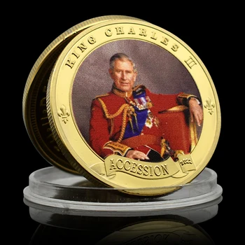 Le Roi d'Angleterre Charles III Plaqué Or Médaille d'Adhésion 2022 Défi de la Médaille De la Capsule de Décoration à la Maison