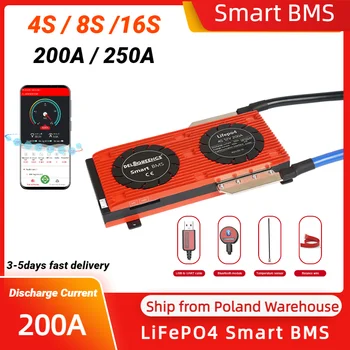 LiFePO4 Smart BMS 4S 250A 8S 16S 200A Bluetooth pour Batterie 12V 16S 250A BMS pour LiFePO4 48V Batterie Daly BMS Smart