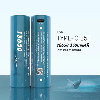 LiitoKala 35T Type-C 5V Entrée 3.7 V 18650 3500mAh Capacité au Lithium Rechargeable de Batterie d'USB pour Clavier Jouet