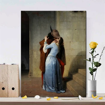 L'italie Peintre Francesco Hayez Kiss-Il Bacio Affiches et Estampes de Mur d'Art de Toile à Peindre Amoureux de la Photo pour le Salon Décoration de la Chambre de Cadeau