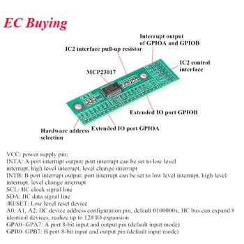 MCP23017 Interface I2C 16 bits I/O de la Carte d'Extension Module de Pin Conseil IIC à GIPO Convertisseur 25mA1 pour Arduino