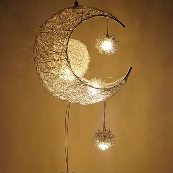 Moderne, Créatif Pendentif Lumière de la Lune Star Suspension Chambre enfant Lampe Suspendue Décorations de Noël Pour la maison Luminaire d'Éclairage de LED