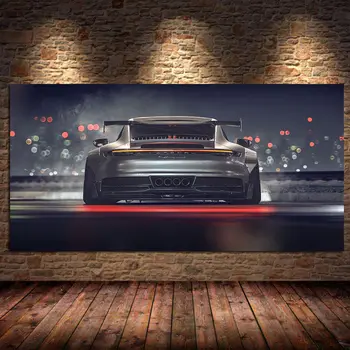 Moderne, Mur d'Art de Toile à Peindre Supercars 911 GT Bcak Vue Mur des Photos de Soie Affiches et Estampes Salle de Séjour de Décoration Non encadrées