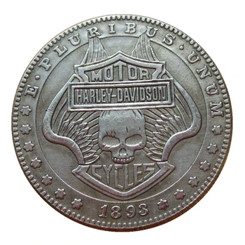 NOUS 1893 Morgan Dollar Hobo Pièce de monnaie en Argent Plaqué Copie de Pièce de monnaie de Crâne Pièce de monnaie Commémorative de Pièce de monnaie de collection de Cadeau de la Chance de Pièce de monnaie de Défi